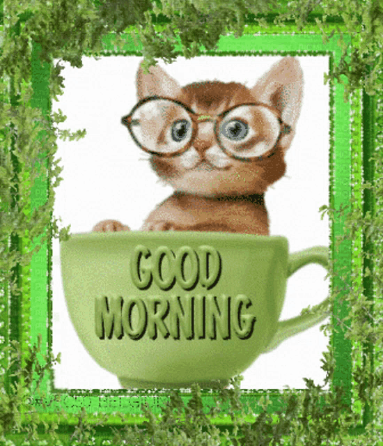Good Morning Kitten in a Cup