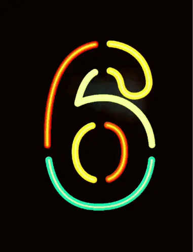 Colorful Neon Number 6