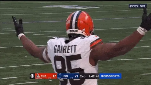 Myles Garrett Reacts on Football Field