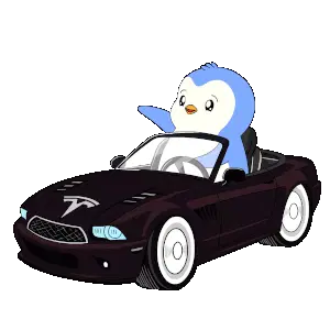 Cute Penguin Driving Tesla Car Sticker