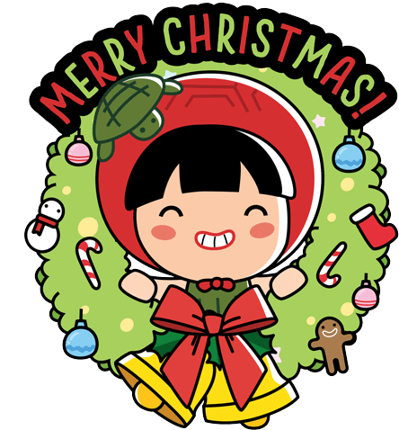 Angkukueh Girl & Friends Christmas Wreath Sticker