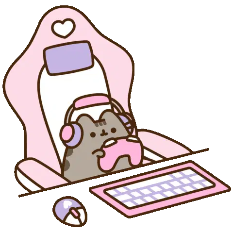 Pusheen Cat Gaming in Pink Chair Sticker