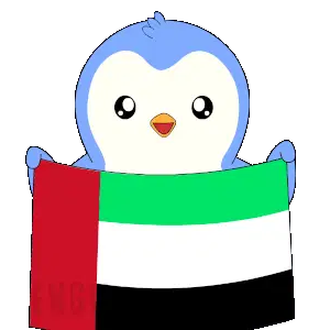 Cute Penguin Holding UAE Flag Sticker