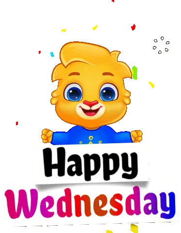 Cute Cub Waving Happy Wednesday Confetti