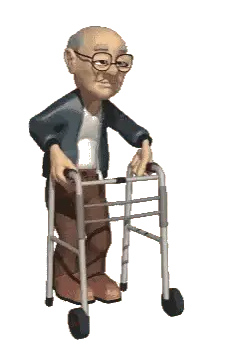 Elderly Man with Walker Animated Sticker