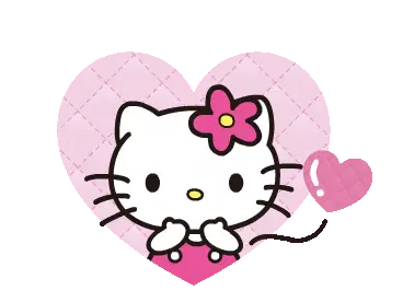 Hello Kitty with Flower in Pink Heart Sticker