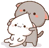 Peach And Goma Cat Bite Sticker
