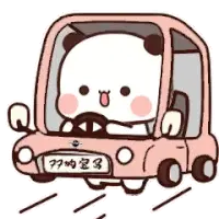 Bubu Driving Pink Car Sticker