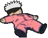 Gojo Satoru Pixel Art Pink Jumpsuit Sticker