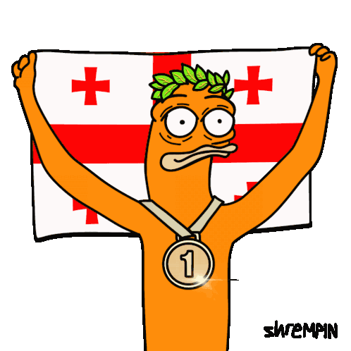 Shremp with Georgian Flag & Silver Medal