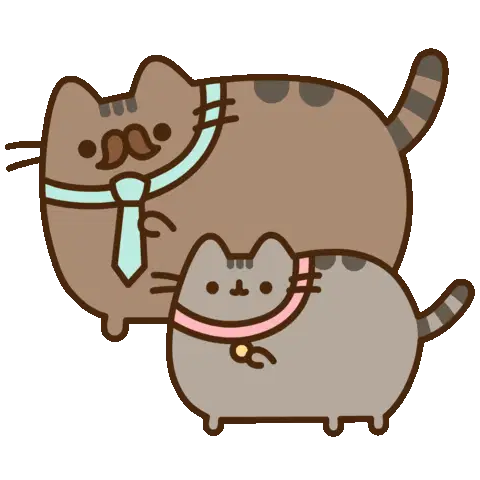 Pusheen Father and Daughter Cat Sticker