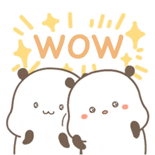 Cute Pandas Say Wow! Meme Sticker