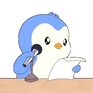 Pudgy Penguin News Reporter Speech Sticker