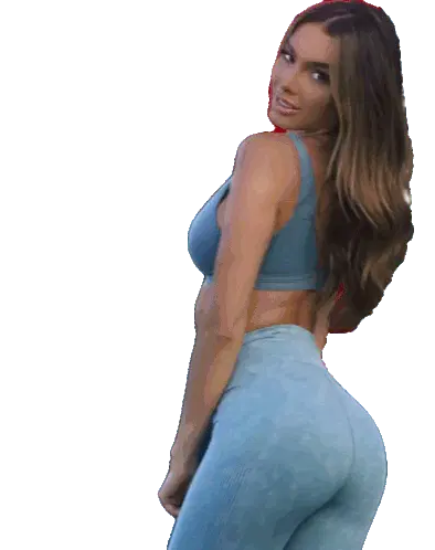 Lyna Perez Smiling Pose in Blue Activewear