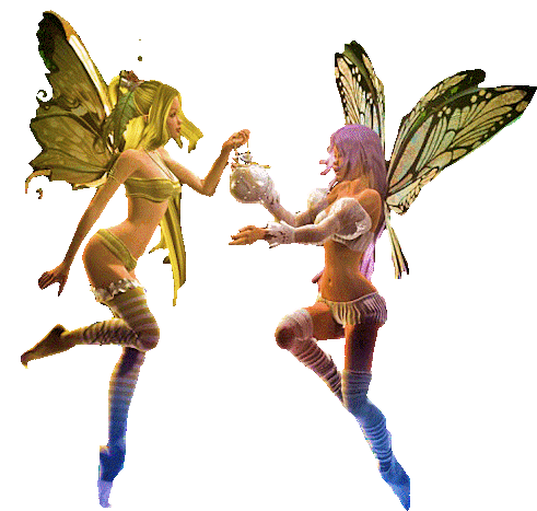 Two Fairies Flying with a Bottle Sticker