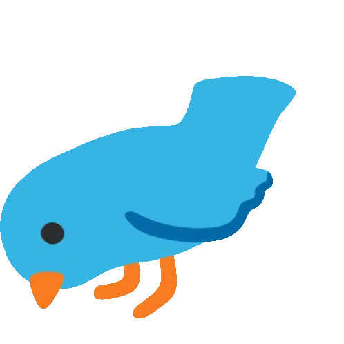 Animated Blue Bird Walking Sticker