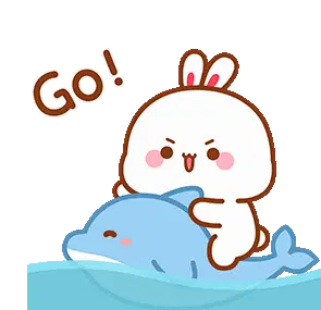 Aggie Bunny Rides Dolphin: Go! Sticker