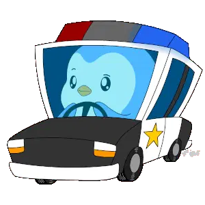 Cartoon Penguin Police Car Sticker