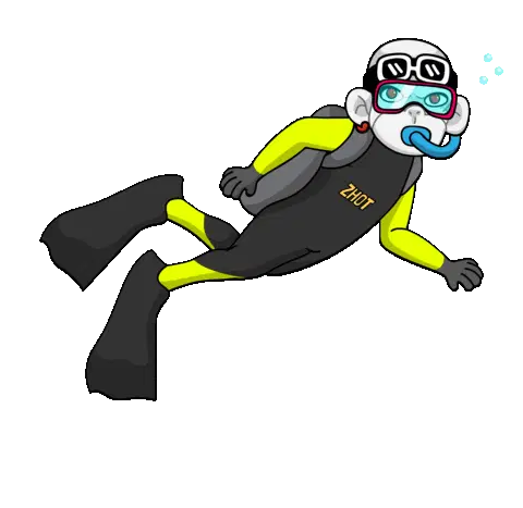 Animated Cartoon Scuba Diver with Bubbles