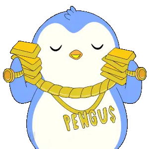 Penguin with Gold Bars and Chain Sticker