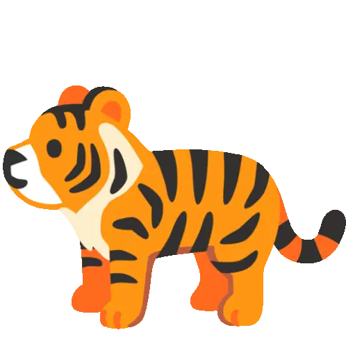 Animated Tiger Cub Stretching Sticker