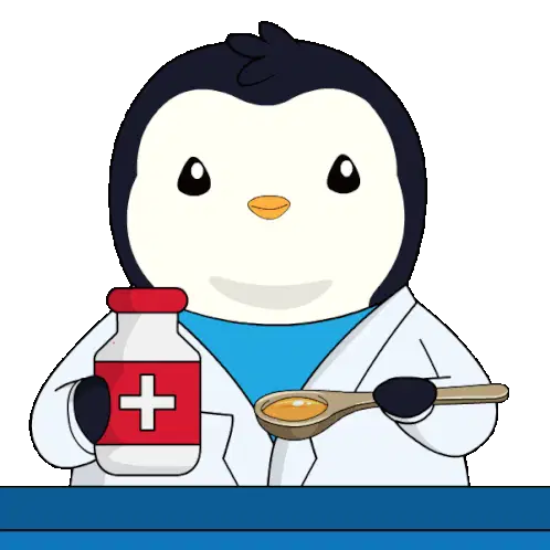Cute Penguin Doctor with Medicine & Spoon Sticker