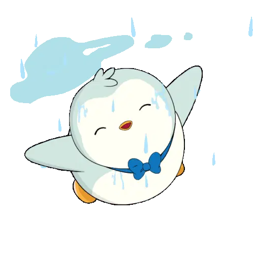 Happy Penguin in Rainy Weather Sticker
