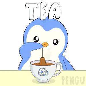Penguin Dipping Teabag in Tea Sticker