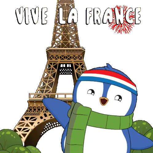 Vive La France Penguin at Eiffel Tower Paris