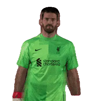 Alisson Becker Liverpool Goalkeeper Pointing