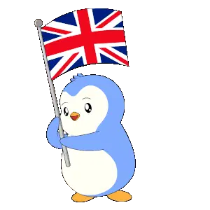 Pudgy Penguin Holding British Flag Sticker