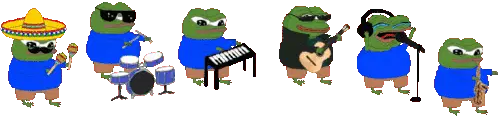 Cute Frog Band Playing Instruments Sticker