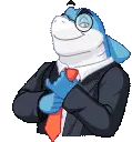 Sharkboss Adjusting Tie in Suit and Monocle