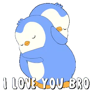 Penguin Hug: I Love You Bro Comfort Sticker