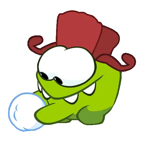 Om Nom Holding Snowball in Winter Hat Sticker
