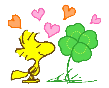 Snoopy and Woodstock with Lucky Four-Leaf Clover
