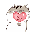 Moè Moètim Cat with Pink Heart Sticker