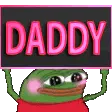 Cartoon Frog Holding 'Daddy' Sign Sticker