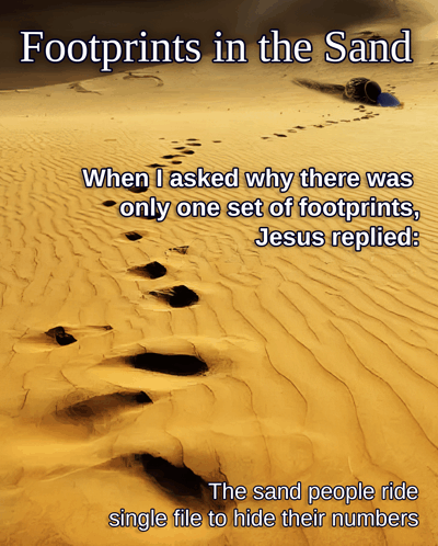 Footprints In The Sand Sandpeople Meme