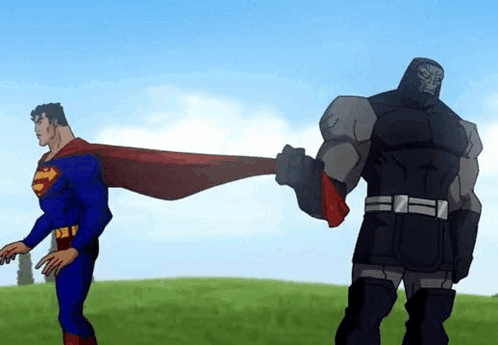 Superman Darkseid Pulling Superman'S Cape Meme