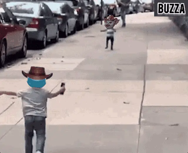 Moonsama Gromlins Running on Sidewalk