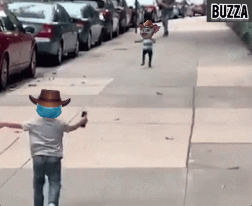 Moonsama Gromlins Running on Sidewalk