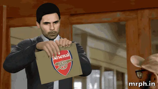 Mikel Arteta Tears Arsenal Logo