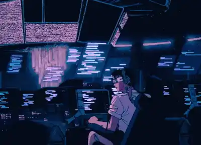 Cyberpunk Tokyo Control Room