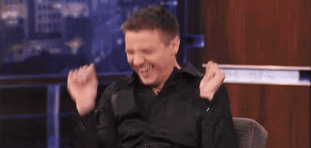 Jeremy Renner Laughs as Hawkeye