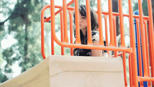 Zero Fun: Unimpressed Girl on Slide