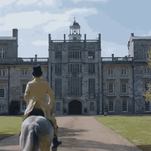 Emma Arrives on Horseback at Grand Estate