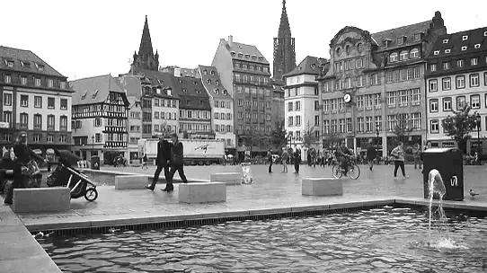 Strasbourg City Square in Black and White