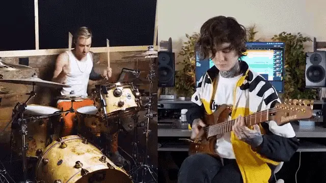 Tim Henson Playing Guitar with Drummer
