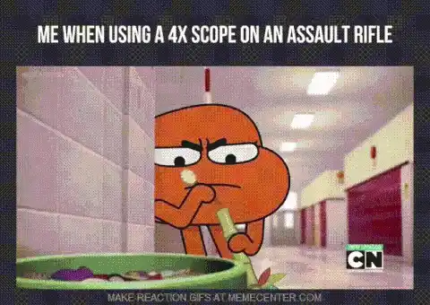 Darwin and Gumball 4x Scope Meme